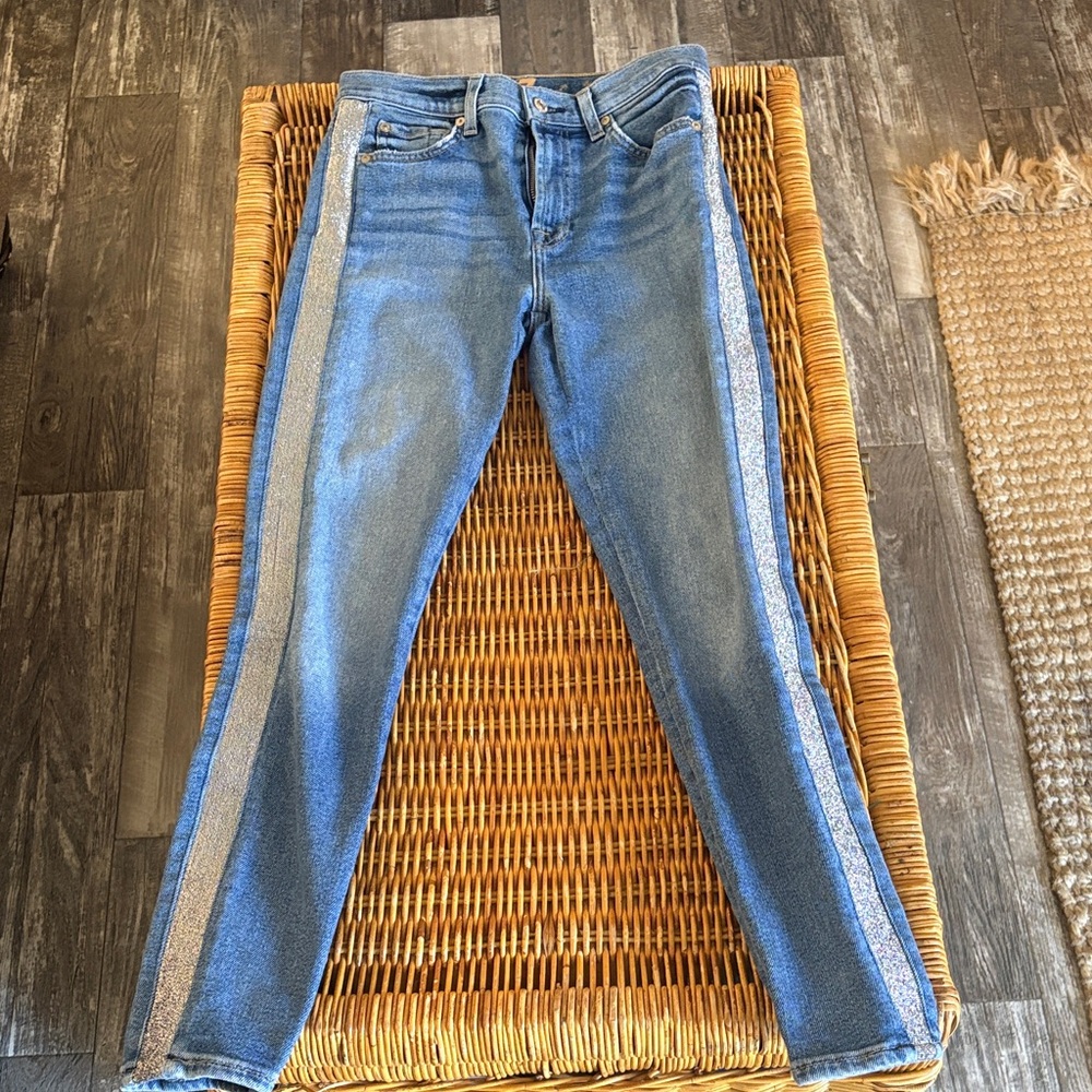 7 For All Mankind skinny jeans with silver stripe